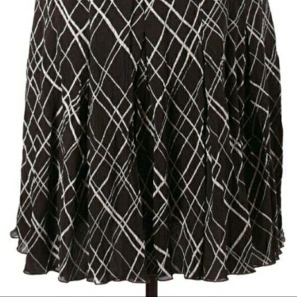 Ellen Tracy Parochial Crinkle Silk Pleated Plaid Full Tea Length Skirt Sz 14 - Picture 9 of 10